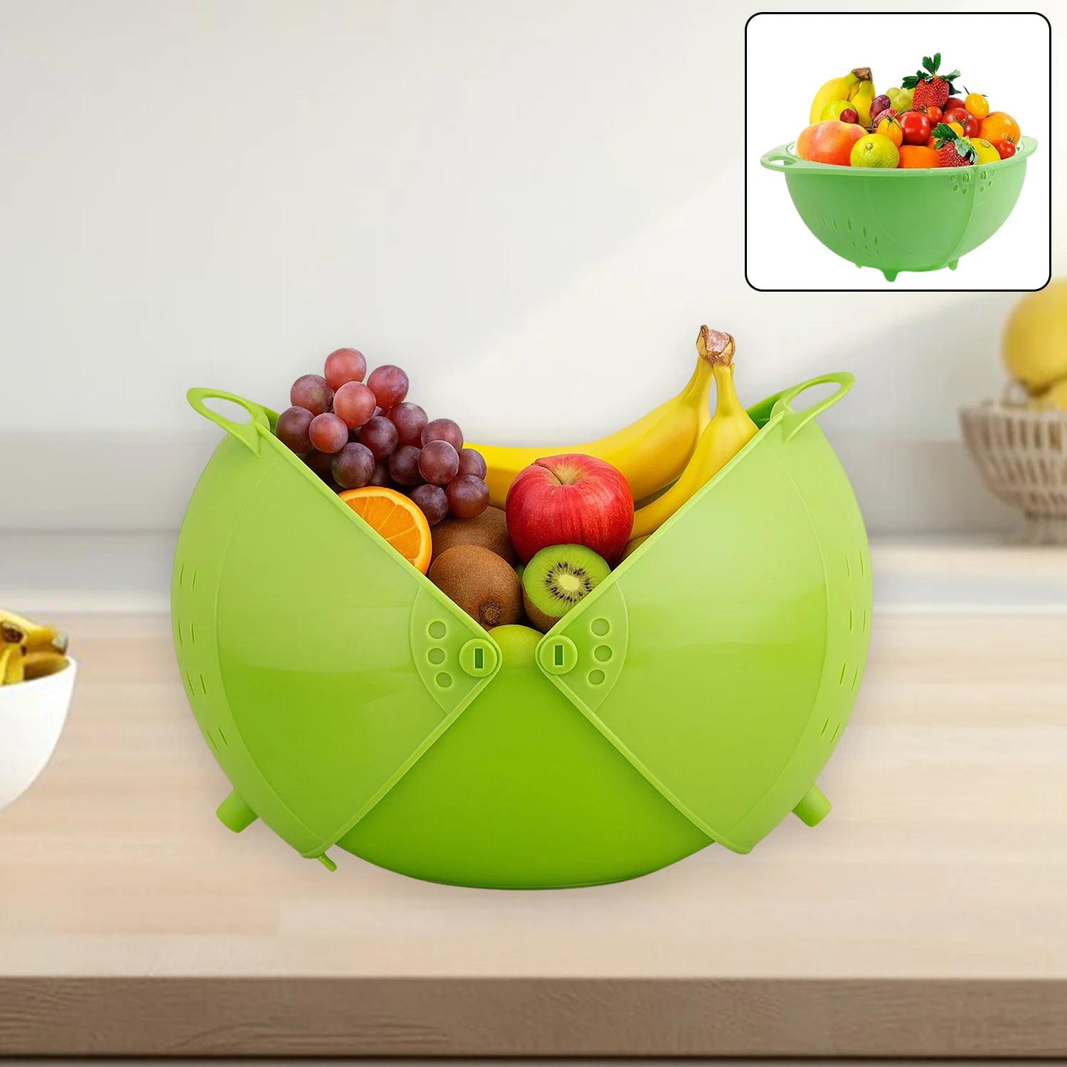 Apex Smart Basket 3-in-1 Multiuse Fruit & Vegetable Bowl | Washing, Draining & Storage Basket (Mix Color)