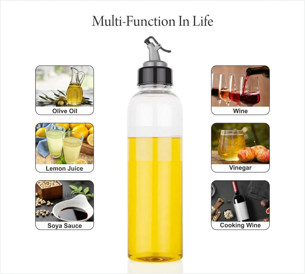 1L Oil Dispenser Bottle with Lid & Drip-Free Spout | Leak-Proof Plastic Cooking Oil Dispenser