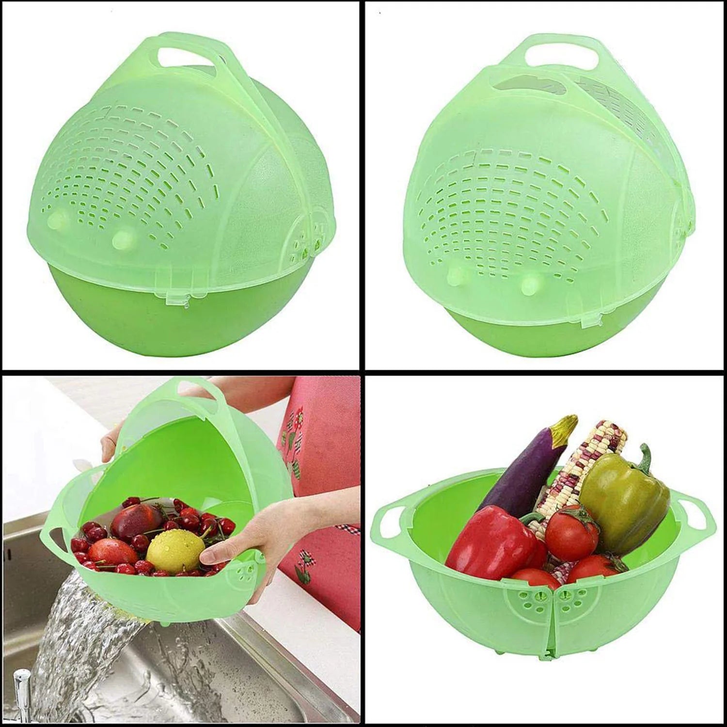 Apex Smart Basket 3-in-1 Multiuse Fruit & Vegetable Bowl | Washing, Draining & Storage Basket (Mix Color)
