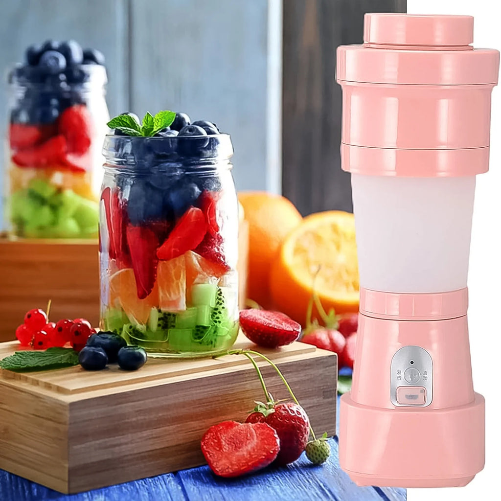 Foldable Electric Juicer 500ML – Portable Blender with 6 Stainless Steel Blades