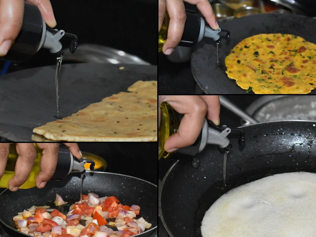 1L Oil Dispenser Bottle with Lid & Drip-Free Spout | Leak-Proof Plastic Cooking Oil Dispenser