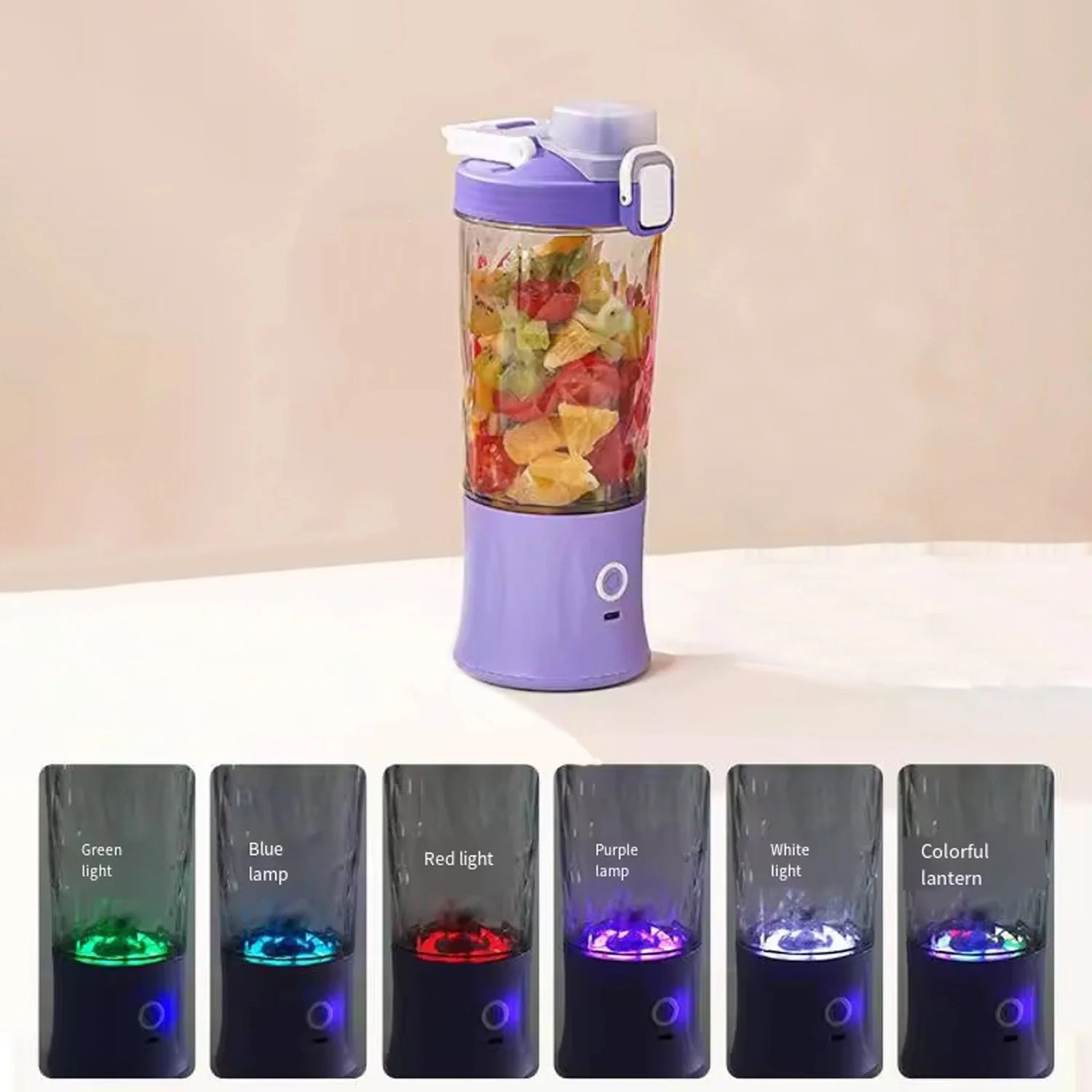 Electric Crusher Juicer 600ML – 8 Blades Power with Multicolor LED Light | Fast & Smooth Blending