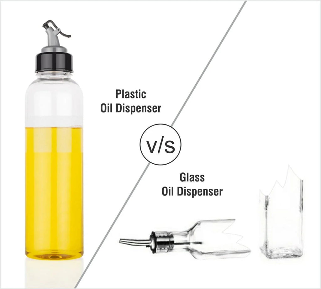 1L Oil Dispenser Bottle with Lid & Drip-Free Spout | Leak-Proof Plastic Cooking Oil Dispenser