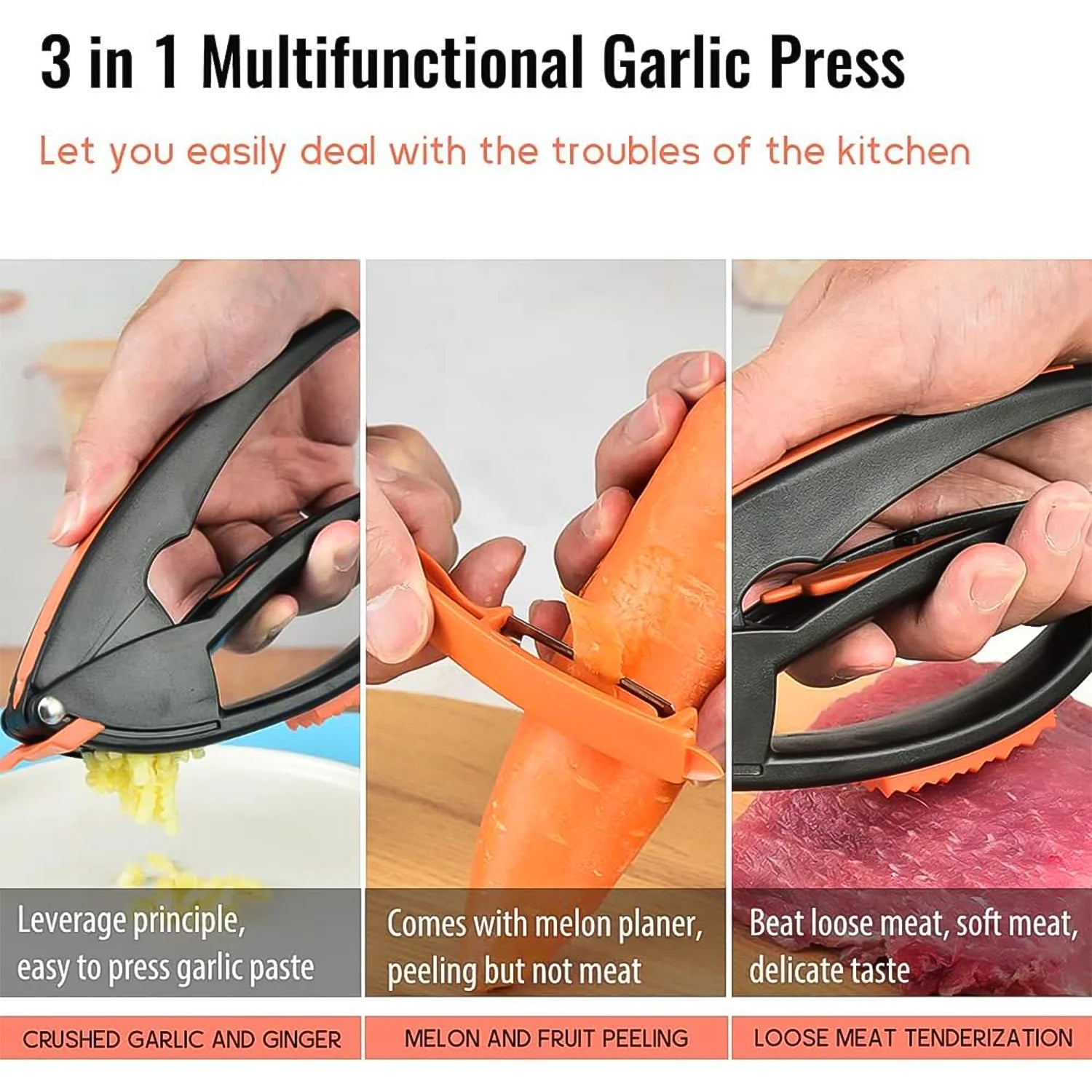 Multifunctional Garlic Press & Crusher | Easy Garlic Mincing Tool for Kitchen (1 Pc)