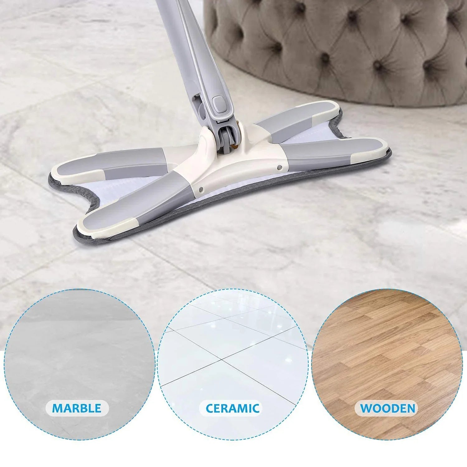 Adjustable 360° Flat Hand Mop with Easy Squeeze – Floor, Wall & Ceiling Cleaning Tool