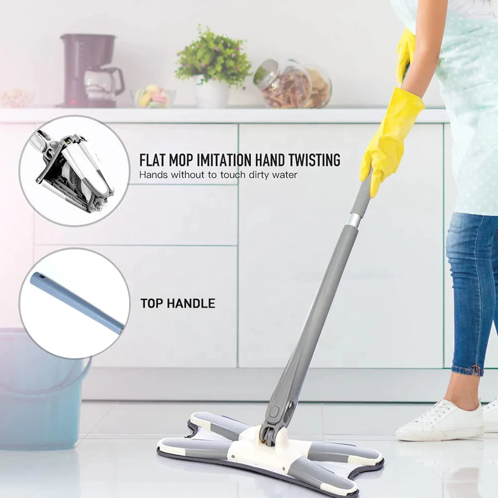 Adjustable 360° Flat Hand Mop with Easy Squeeze – Floor, Wall & Ceiling Cleaning Tool