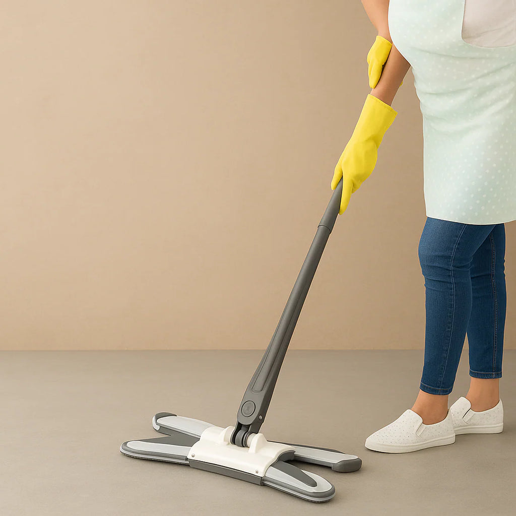 Adjustable 360° Flat Hand Mop with Easy Squeeze – Floor, Wall & Ceiling Cleaning Tool