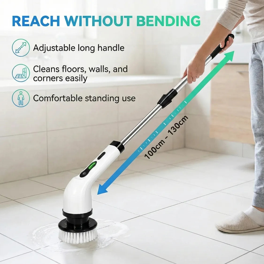 7-in-1 Electric Spin Scrubber Cleaning Brush with Extension Handle (1 Set)