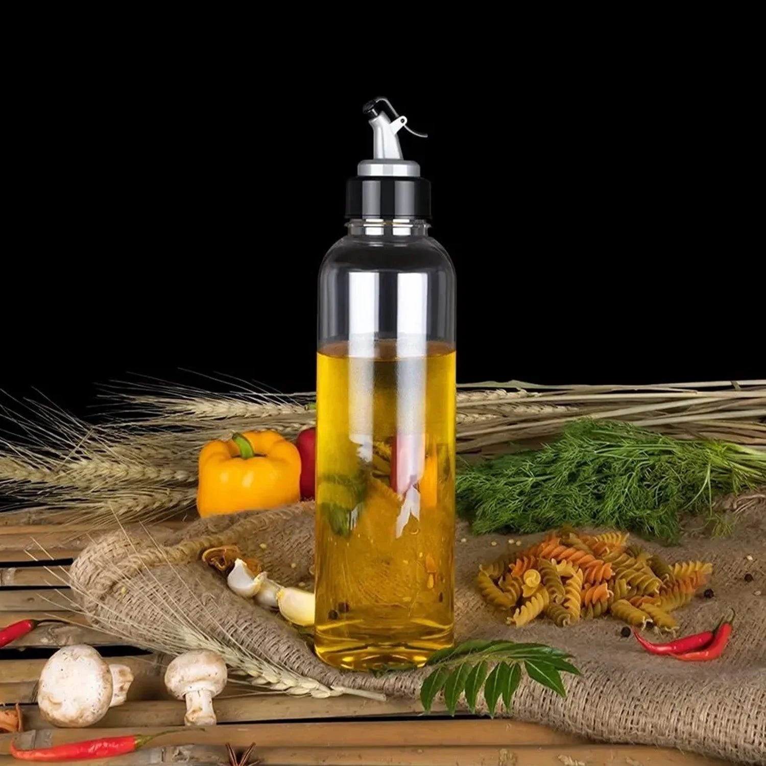 1L Oil Dispenser Bottle with Lid & Drip-Free Spout | Leak-Proof Plastic Cooking Oil Dispenser