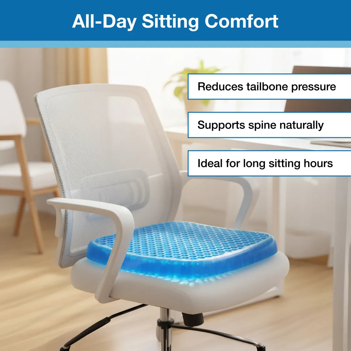 Gel Orthopedic Seat Cushion Pad (Egg Sitter) | Pressure Relief Cushion for Office Chair, Car & Wheelchair