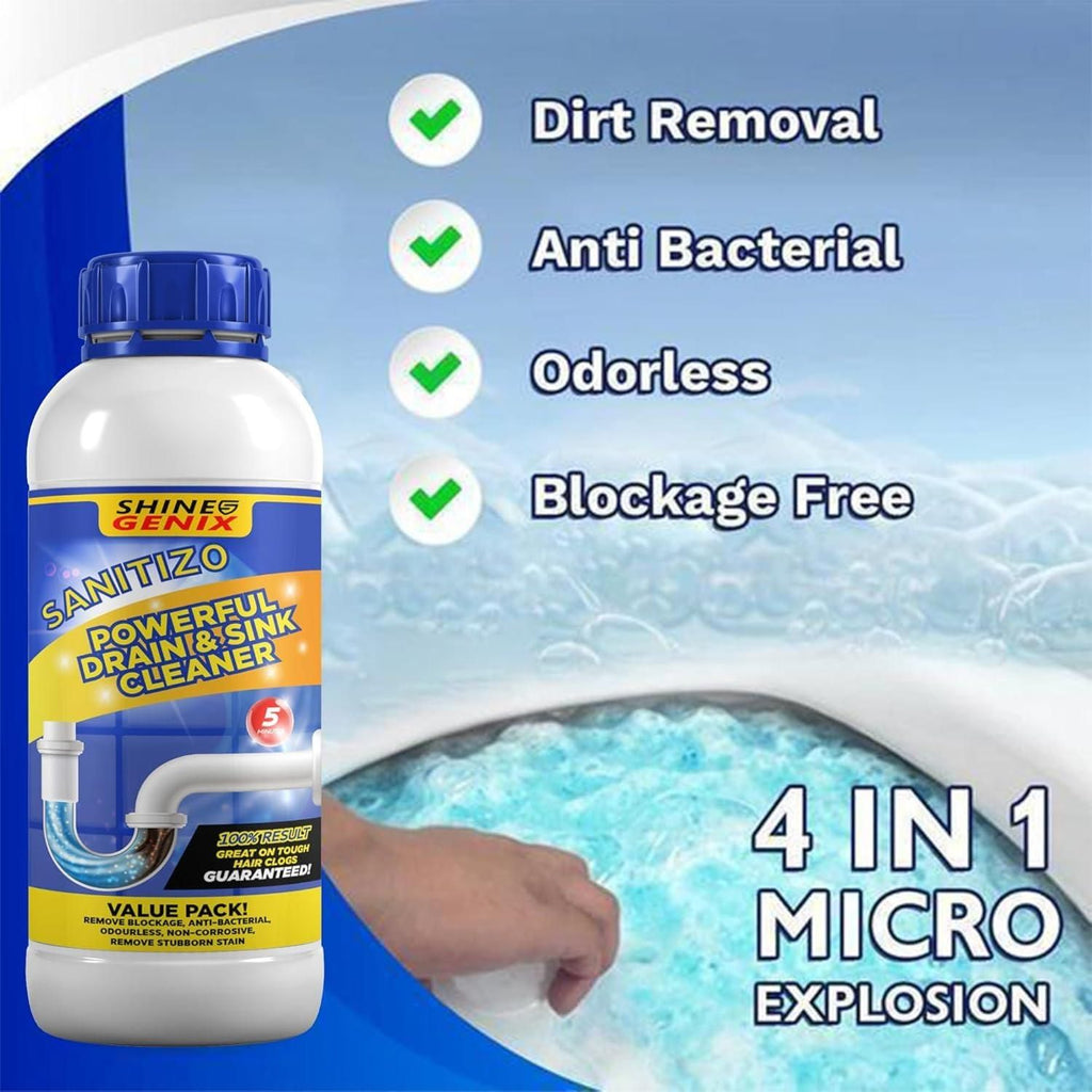 Sanitizo Powerful Drain & Sink Cleaner Powder 250 gm (Pack of 4)