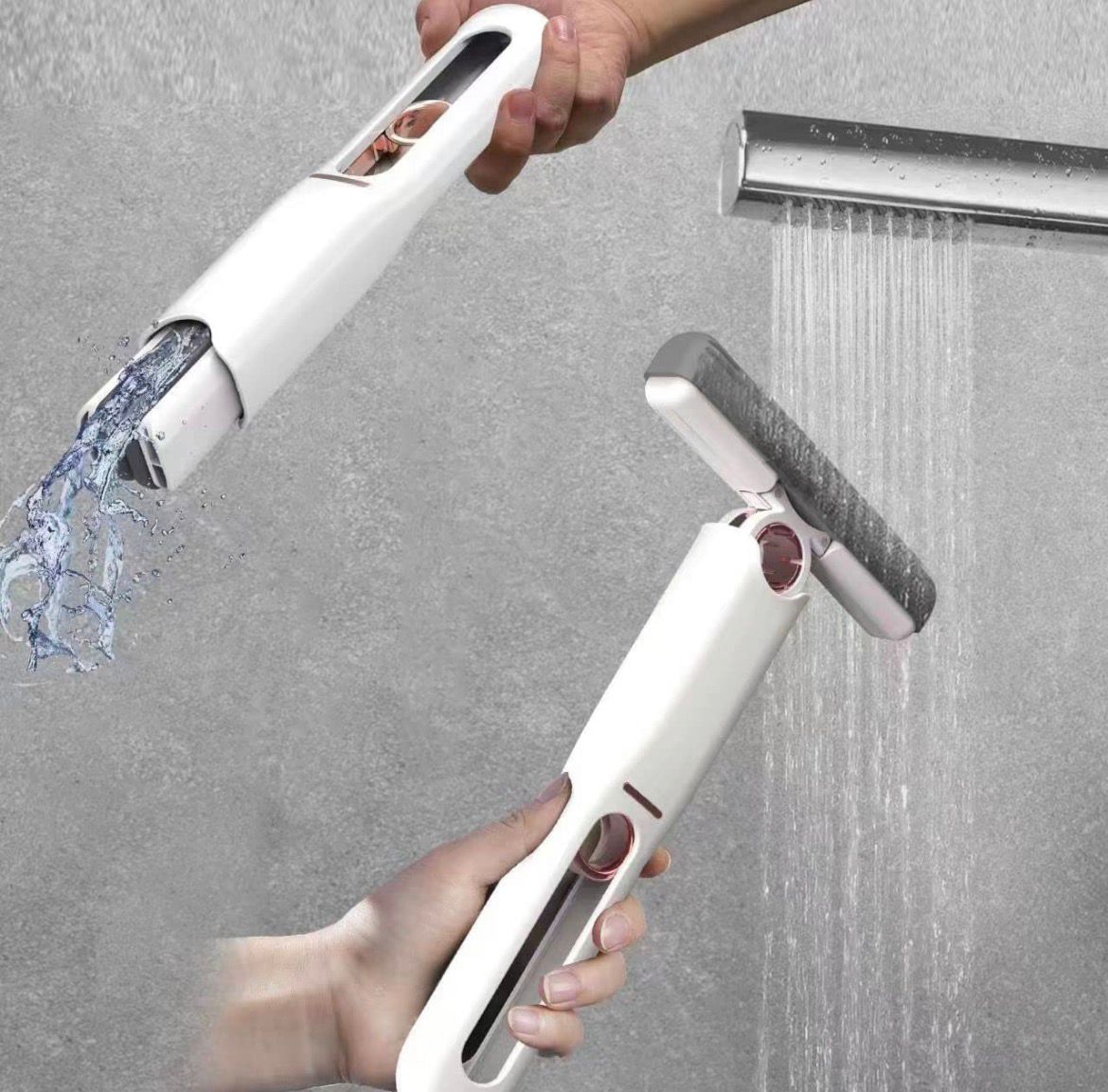 Portable Self-Squeeze Short Mop, With 1 Cotton Head, Bathroom Kitchens Table - Brown Box