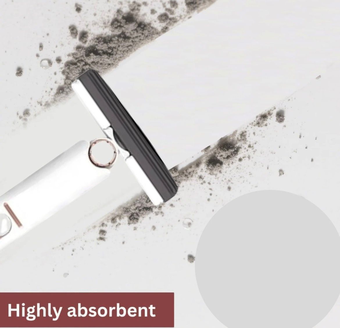 Portable Self-Squeeze Short Mop, With 1 Cotton Head, Bathroom Kitchens Table - Brown Box