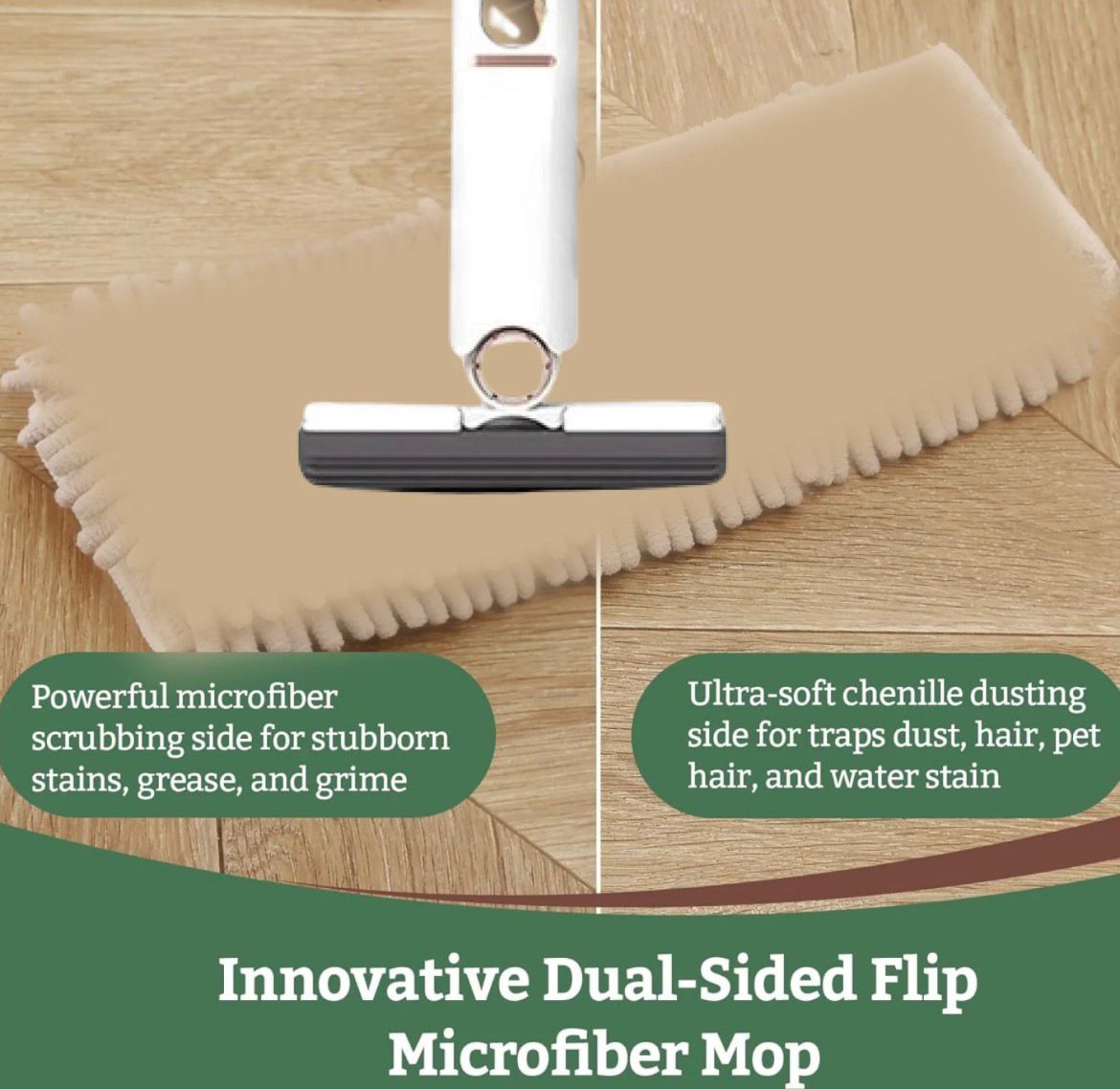 Portable Self-Squeeze Short Mop, With 1 Cotton Head, Bathroom Kitchens Table - Brown Box